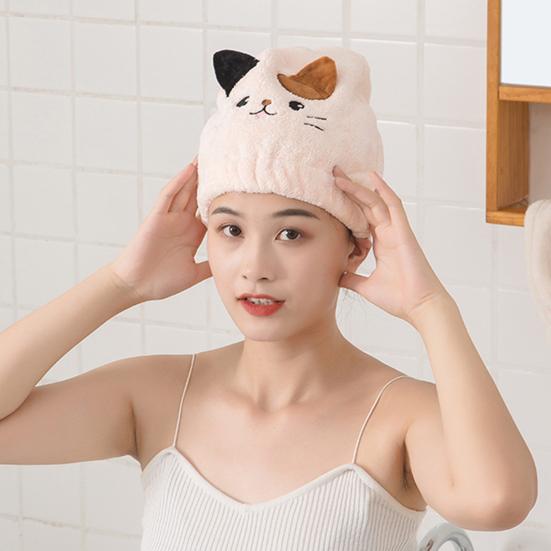 Полотенце для волос, супермягкое, эластичное, водопоглощающее, коралловый флис, милый кот, зимняя шапка для сушки волос в помещении, гаджет для ванной комнаты, ежедневное использование