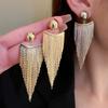 Light Luxury and High-end Tassel Earrings New Popular Earrings Niche Design Long Exaggerated Earrings for Women