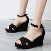 Summer Thick Bottom High Heel Women's Shoes Size 35- 40 Black Roman Wedges Heel Platform Women's Sandals Beach Shoes