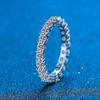 Solid 925 Silver Luxury 3mm 0 .1ct Moissanite Full Enternity Diamond Engagement Ring For Women 2 .2ct Wedding Band Rings