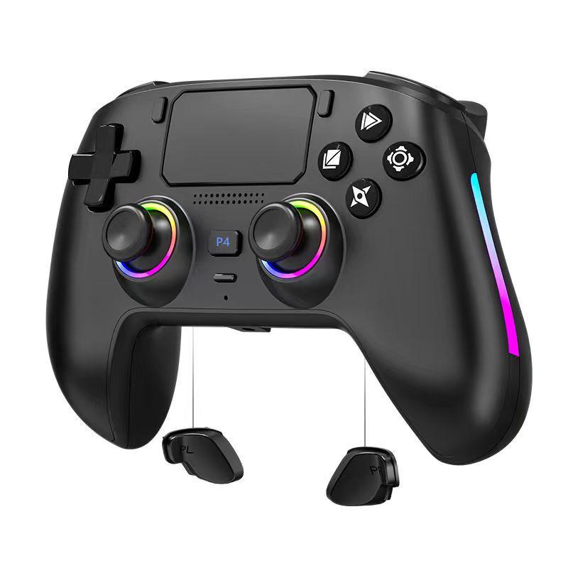 PS4 Wireless Bluetooth Game Controller with Hall Effect Triggers, Magnetic Faceplate, RGB Lights, Dual Vibration, and Six-Axis Gyroscope.