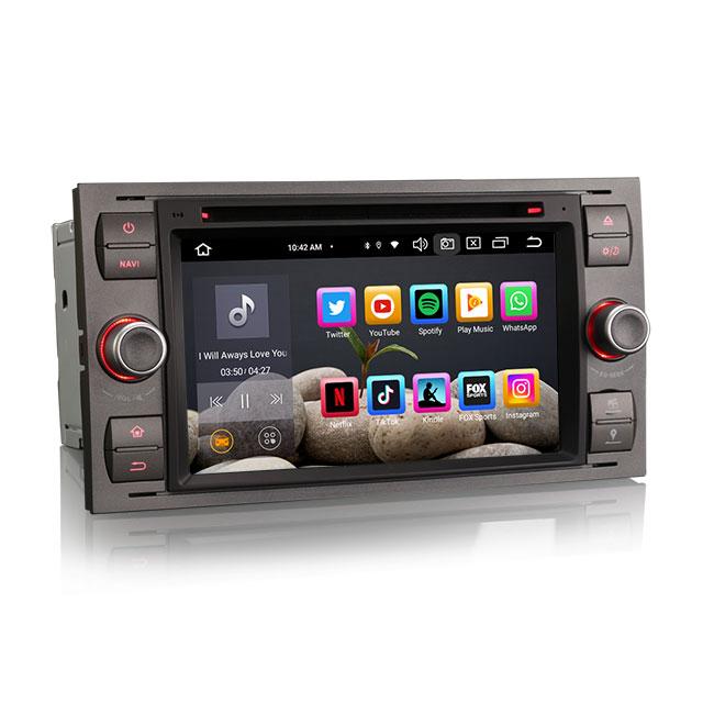 EU ES8566FG 7 Inch IPS DSP Android 14 Car for DVD Player GPS DVR USB for Ford Fiesta Fusion Kuga Transit Galaxy CarPlay