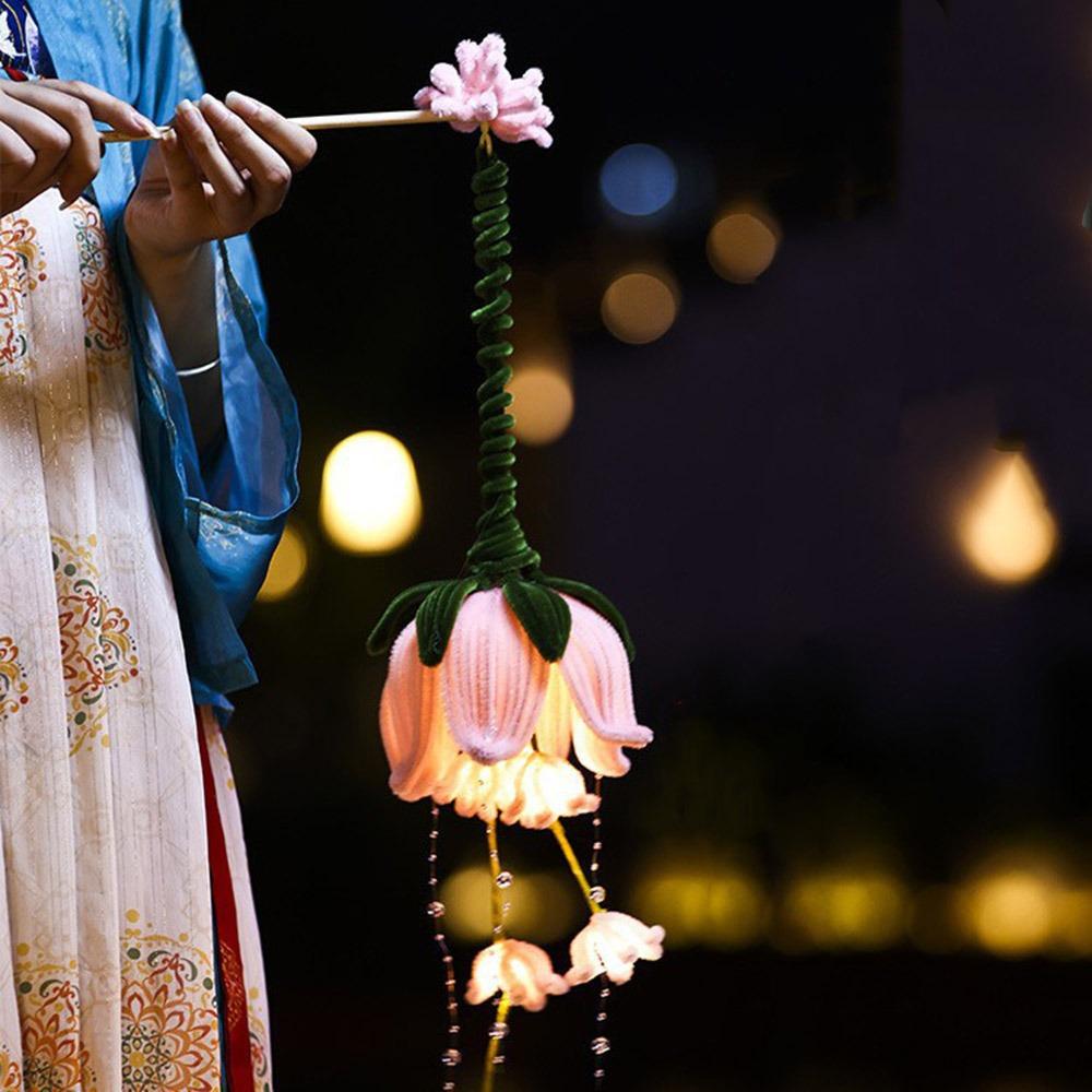 Ручная работа, витая палочка, цветок лотоса, фонарь, DIY набор материалов со светодиодной подсветкой, традиционный китайский фонарь, светящийся