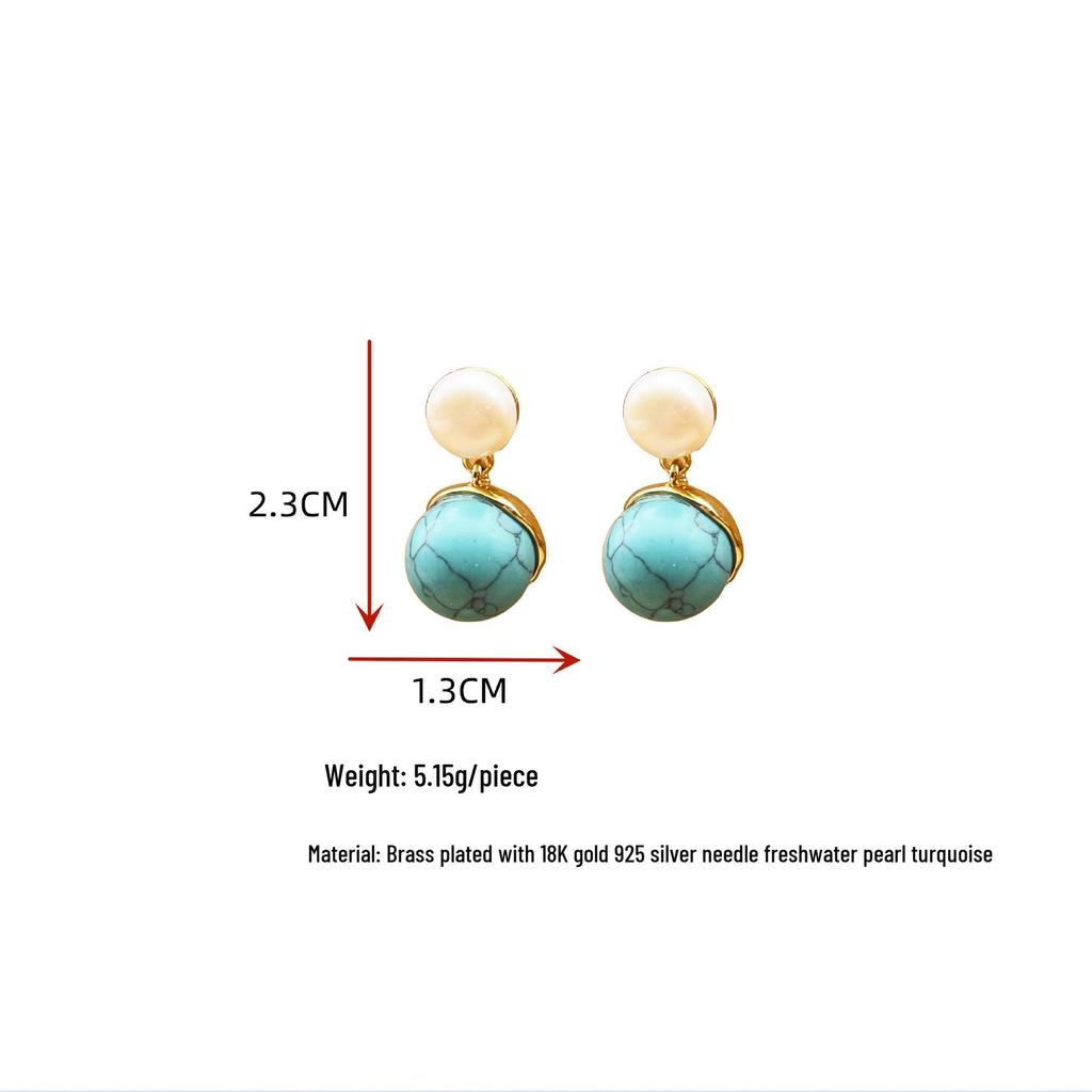 Винтажные французские серьги с бирюзой и жемчугом для женщин