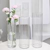 Прозрачная акриловая цилиндрическая ваза для цветов для растений букета небьющаяся высокая ребристая ваза для центрального элемента свадьбы домашнего декора