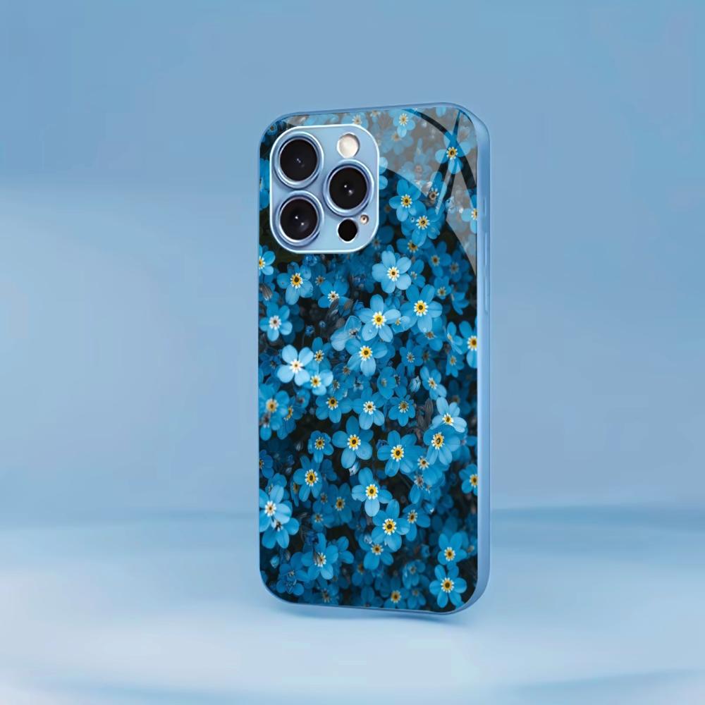 Elegant Blue Forget-Me-Not for iphone 17 case for coque iphone Fashion Case fundas Glass for iPhone 17 16 15 14 13 12pm Pro Plus