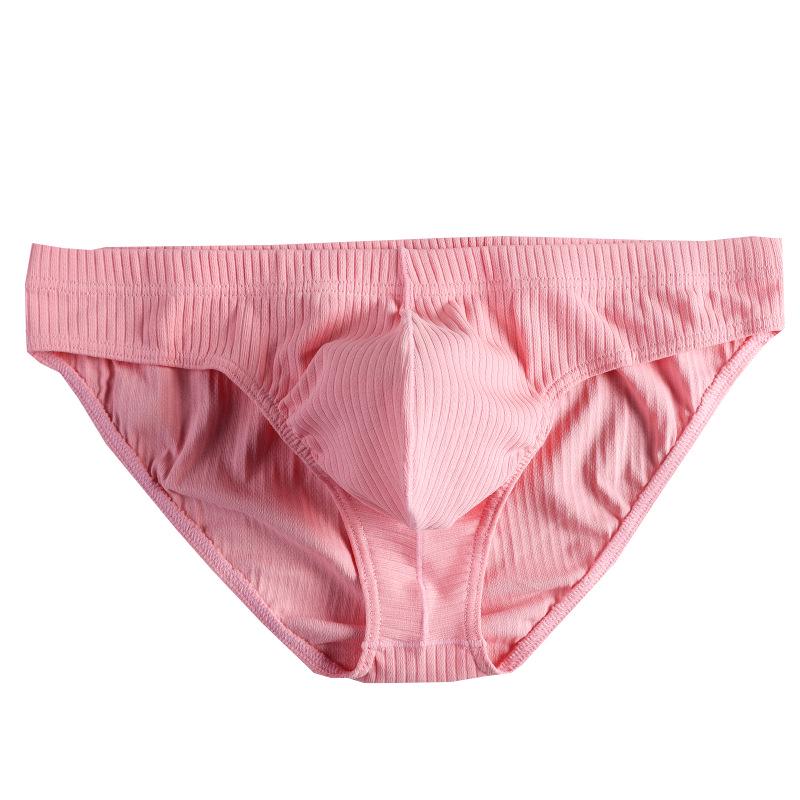 Мужские дышащие трусы-слипы из чистого хлопка в рубчик - Молодежные U-образные сексуальные шорты высокого класса