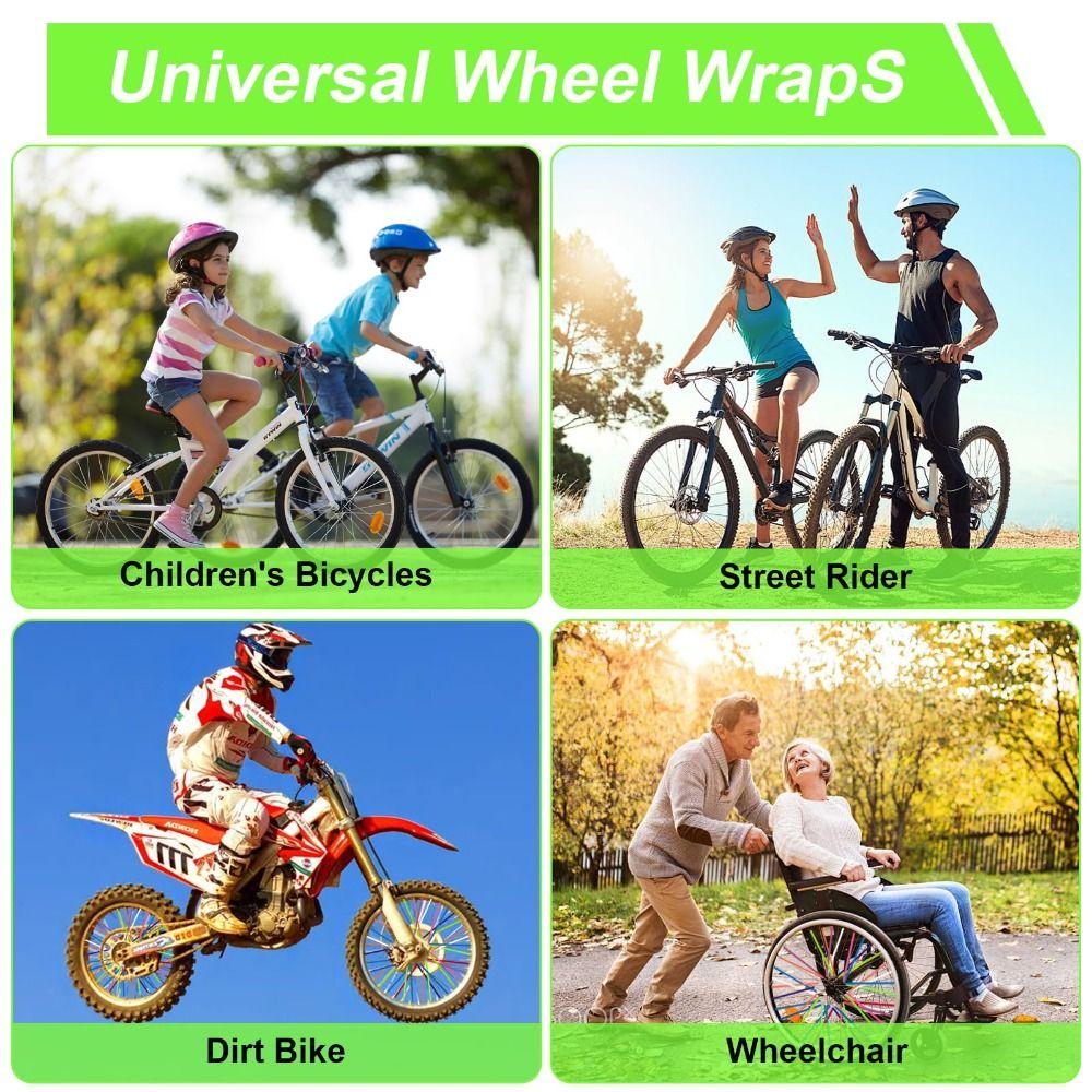 72pcs Decorative 24cm Spoke Skins Universal Durable Bike Spoke Covers Colorful Spoke Sleeve Wheel Decoration