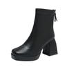 Autumn Women's High Heeled Martin Boots Back Zipper High-heeled Women Shoes Waterproof Ankle Boots