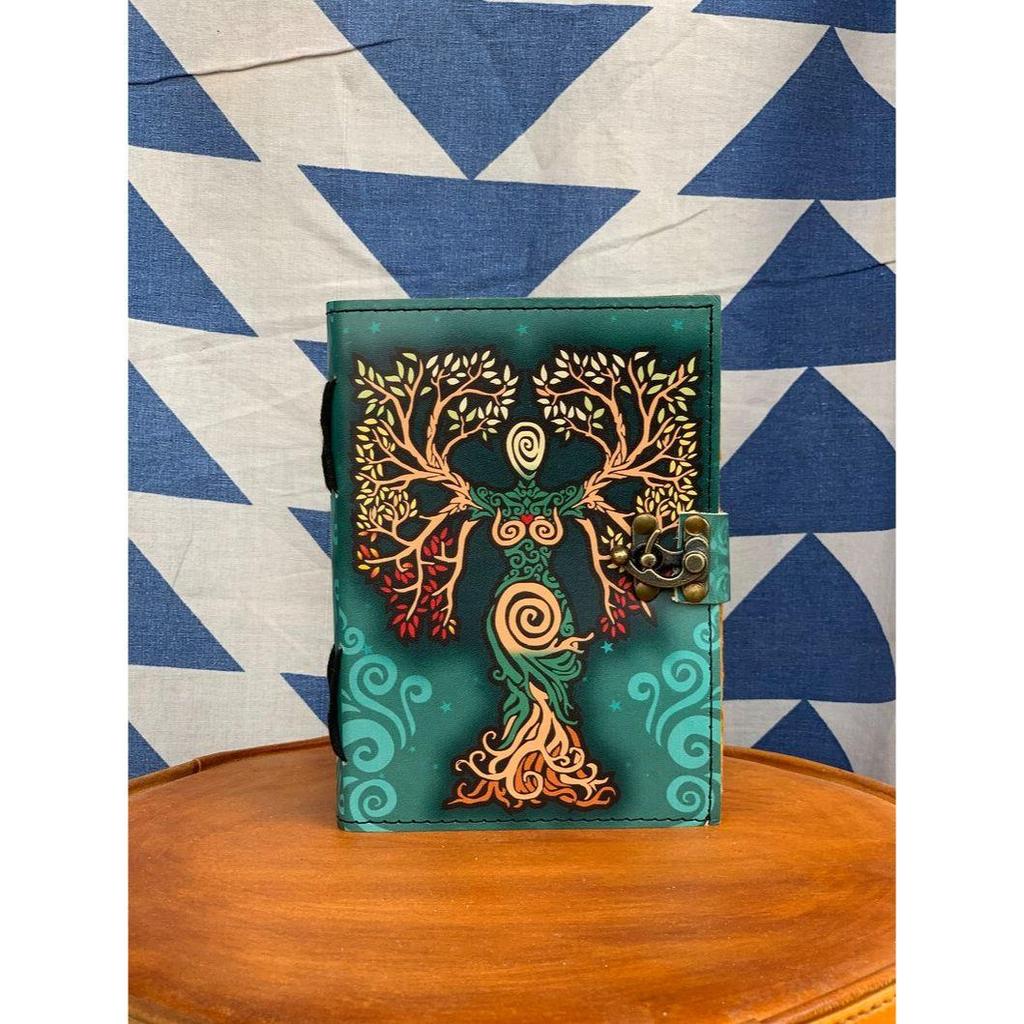 Кожаный ежедневник «Мать земли» для письма «Древо жизни» в старинном тисненном переплете с красочным принтом для женщин, 7x5 дюймов