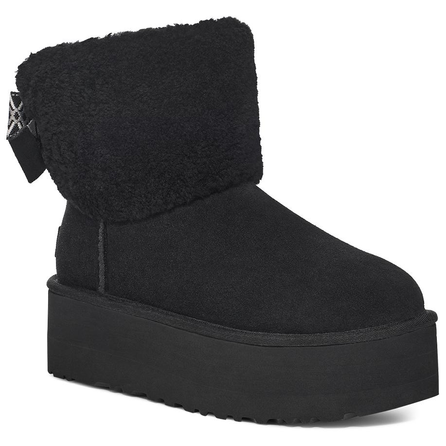 UGG Cow Split Leather Solid Thick Sole Short Snow Boots Women Snow Boots Black 1158267-BLK