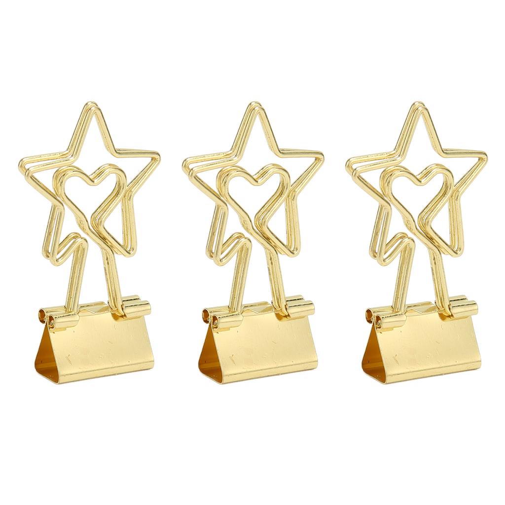 100 Pcs  Clips Star Shape Paper Clamps Hollow Long Tail Stationery Clip for School Office Gold