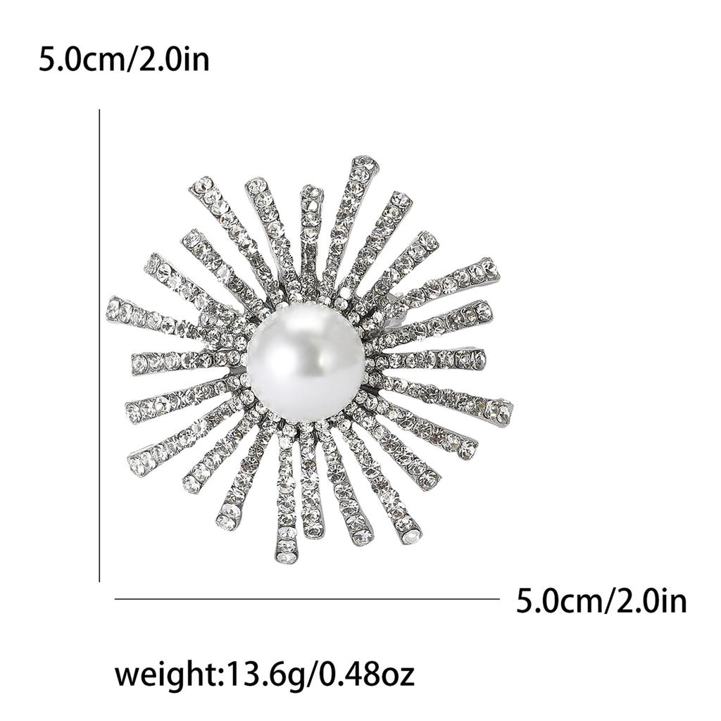 Модная темпераментная брошь в виде подсолнуха со стразами и жемчугом, простая и высококачественная женская одежда, ювелирное украшение-булавка для корсажа