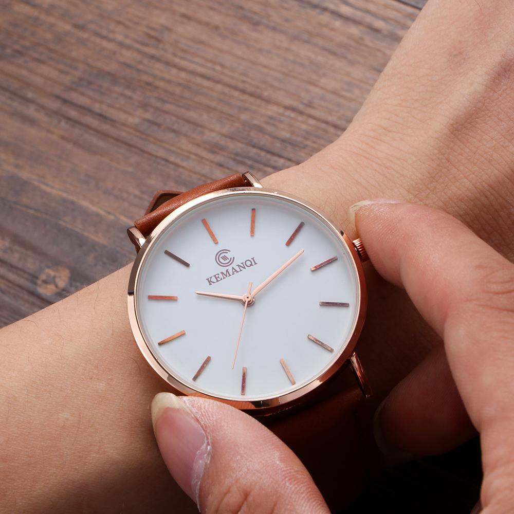 Gifts Fashion Business Simple Quartz Wrist Watch Men Watch 6.5mm Ultra Thin Genuine Leather Strap