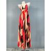 Export Single Sexy Vacation Elegant Open Back Exquisite Print Sling Stylish Beach Fairy Elegant Graceful Dress