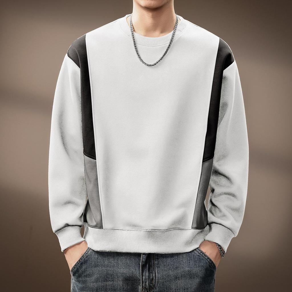 High-End Men's Retro Color Block Patchwork Heavyweight Hoodie, Autumn Arrival