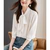 2025 Stylish Chiffon Shirt with Flowing Collar - Elegant Slim-Fit Long Sleeve French Top
