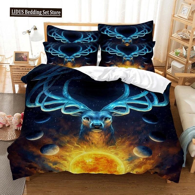 Elk Duvet Cover Set 3d Digital Printing Beautiful Wild Animals Comforter Cover For Kids Teens Polyester Bedding Set King Size