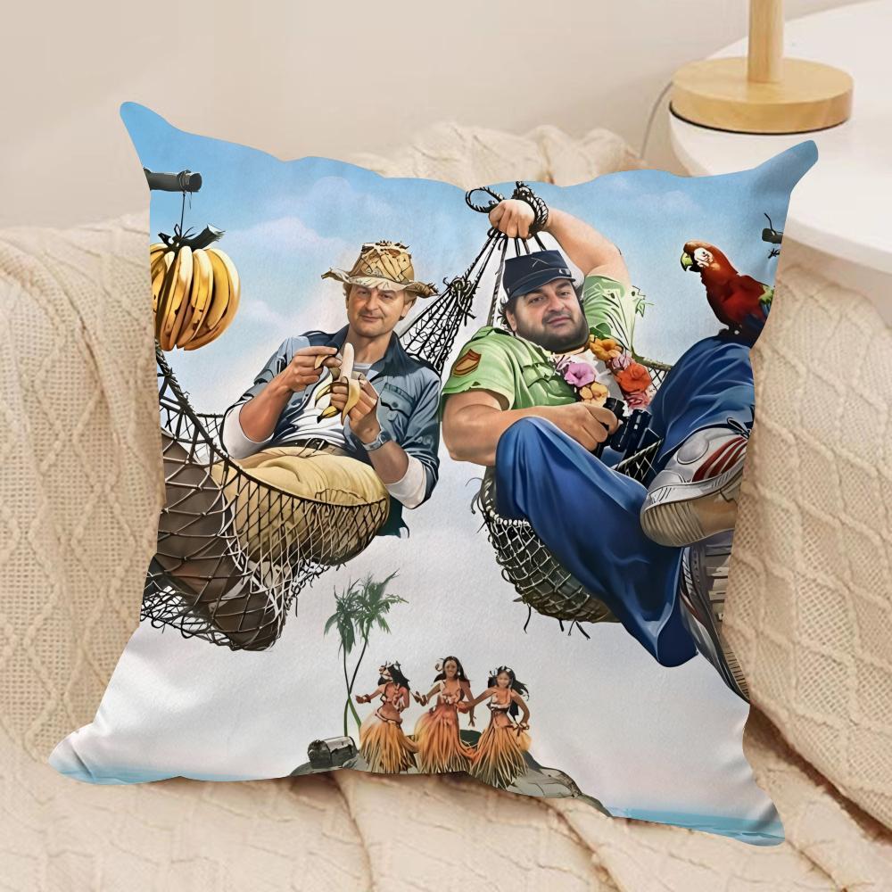 Tterence Hill Bud Spencer Cushion Cover Silky Short Plush Invisible Zipper Dustproof Sofa Pillow Case for Home Decor