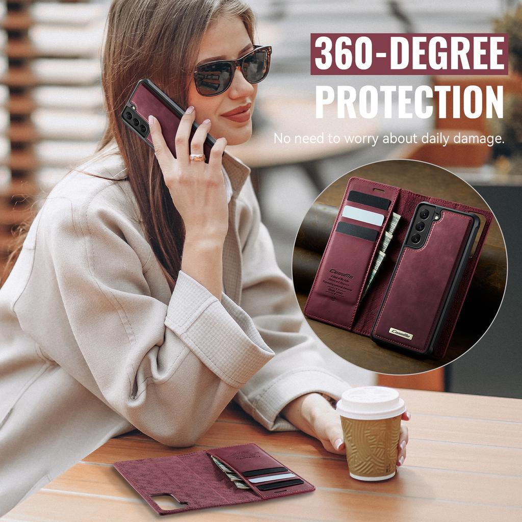 For Samsung Galaxy S22+ 5G Case CASEME C49 Compatible with MagSafe RFID Blocking Detachable Wallet Leather Phone Cover