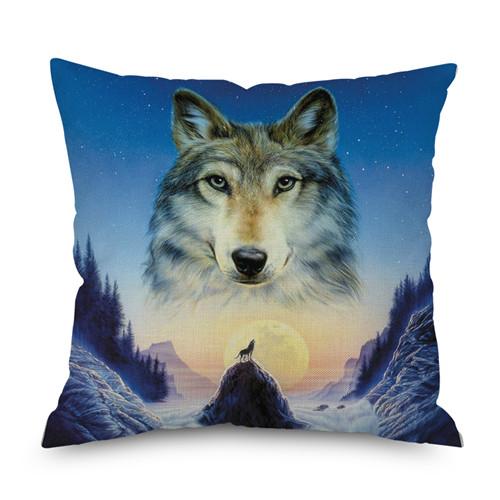 Животное волк дельфин Нордический короткий плюш Наволочка Полиэстер Декоративная наволочка для подушки Квадратный стиль-1