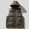 Модная осенне-зимняя куртка без рукавов для мужчин, верхняя одежда с капюшоном, повседневный толстый теплый жилет