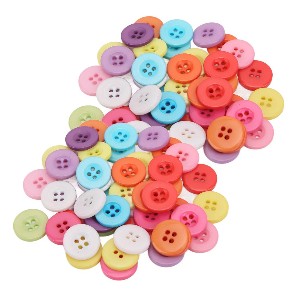 100 Pcs Buttons Colorful Flat Back Waterproof Oil Resistance Easy Operation Sewing Resin Buttons