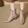 Мода 2025 Осень Натуральная Кожа Женские Сапоги Острый Носок Тонкий Каблук Сапоги для Женщин Модные Ботильоны Зимние Сапоги Женские Высокие Каблуки