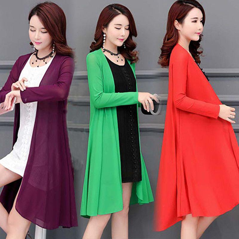 Women's Shawl Mid-length Loose Coat Sun Protection Clothing Women's Loose Thin Large Size Shawl Casual Loose Coat