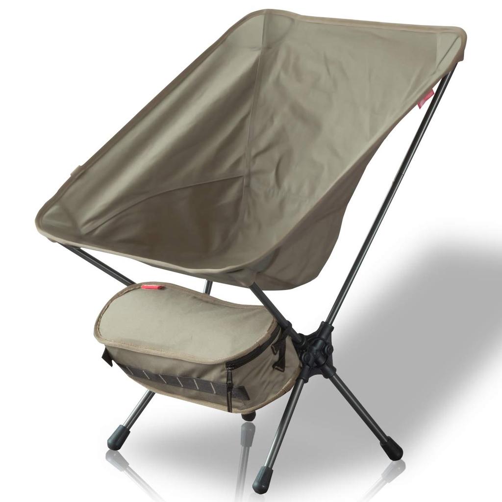 FIELDOOR Portable Compact Outdoor Chair, Low Back, [T/C Polycotton Khaki], 100kg Weight Capacity, Lightweight, Compact, Foldable, Ultralight, Tactical