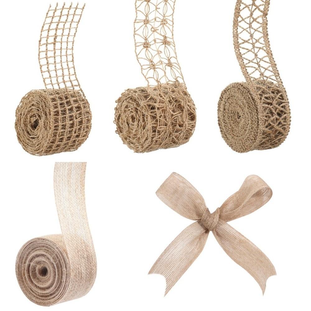 Brown Color Jute Burlap Ribbon Natural Rustic Ribbon Spool Burlap Craft Ribbon for DIY Craft