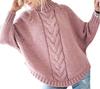 Women's Loose Bat Sleeve Fried Dough Twists Knit Pullover Sweater