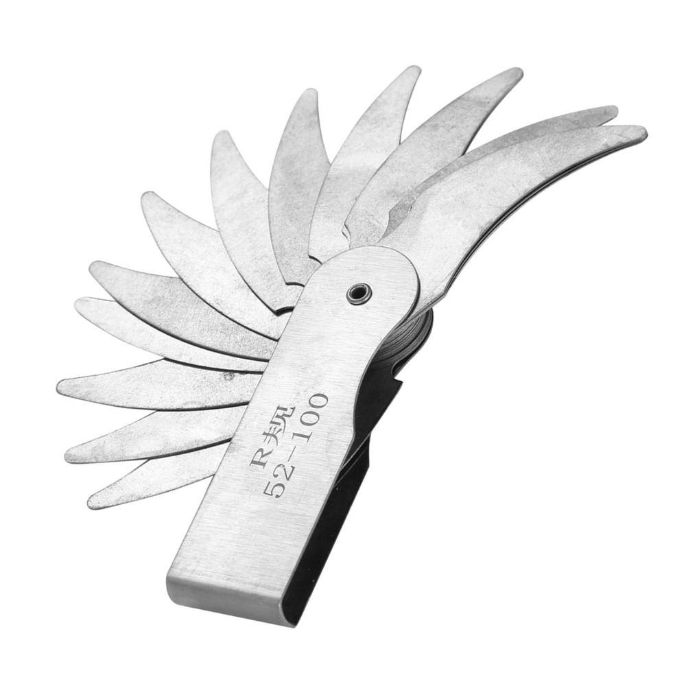 R25-50mm / R52-100mm Range Radius Gauge Set 16 Leaves Stainless Steel Concave Convex Measuring Tool Leaf-Type Gauge