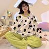 Уютный женский пижамный комплект из кораллового флиса - Милый и теплый фланелевый для осени/зимы