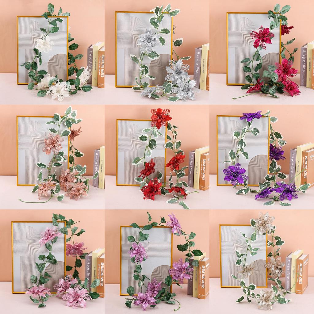 Christmas Party Decor With Hollow Glitter Vines For Seasonal Home Accent