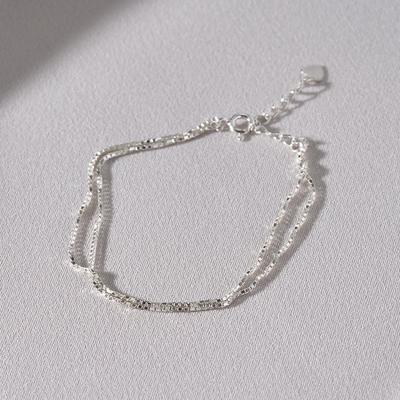 Mimi.J Jewelry Серебряный браслет из серебра 925 пробы, коробчатая двухрядная цепочка