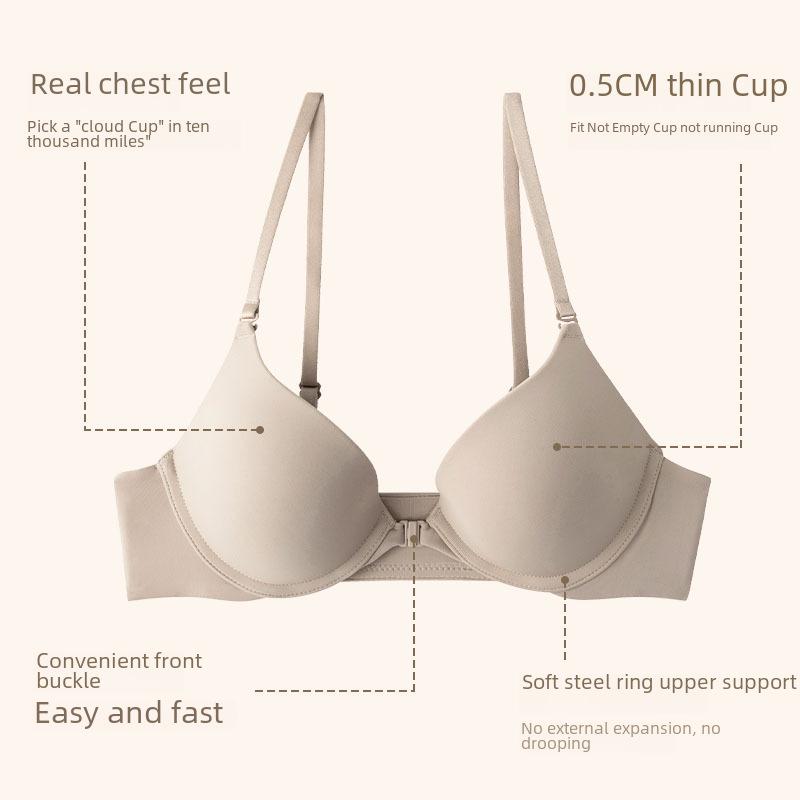 Breathable Front Closure Women's Anti-Sag Seamless Bra for Small Chests