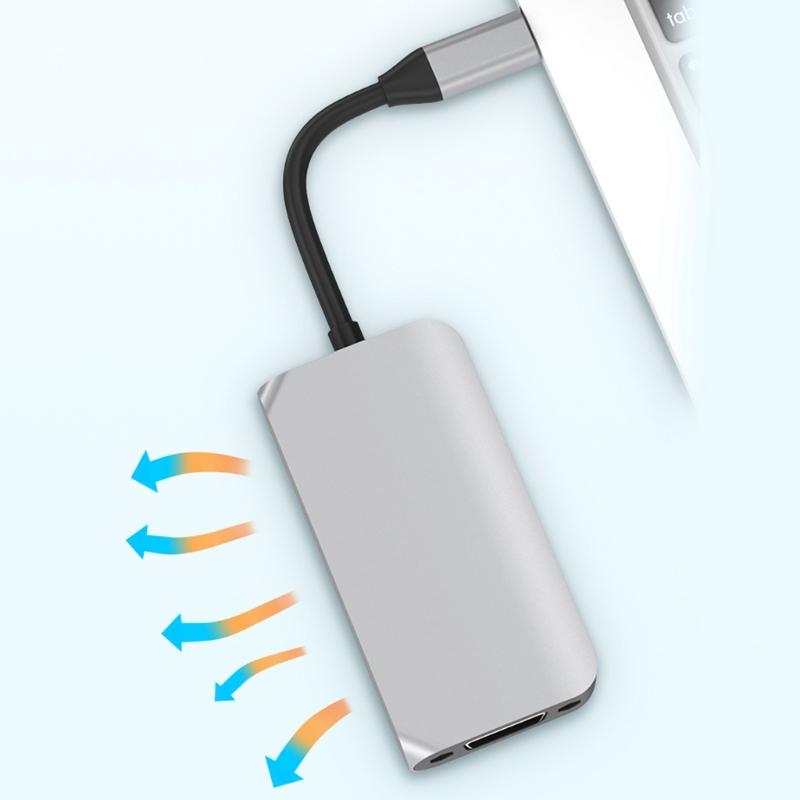 4-in-1 Display Port Hub TV Adapter Cable Expansion Dock Digital Wire Converter e/DVI/VGA Output