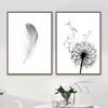 Dandelion Feather Wall Art Canvas Painting Nordic Posters And Prints Canvas Art Black White Wall Pictures For Living Room Decor