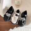 Fashion The 2025 autumn new lace pearl bow versatile round toe thick-soled one-line buckle shallow opening Mary Jane single shoe