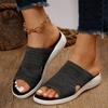 Women's Breathable Knit Slide Sandals, Casual Cut Out Solid Color Sandals, Comfy Non Slip Outdoor Shoes