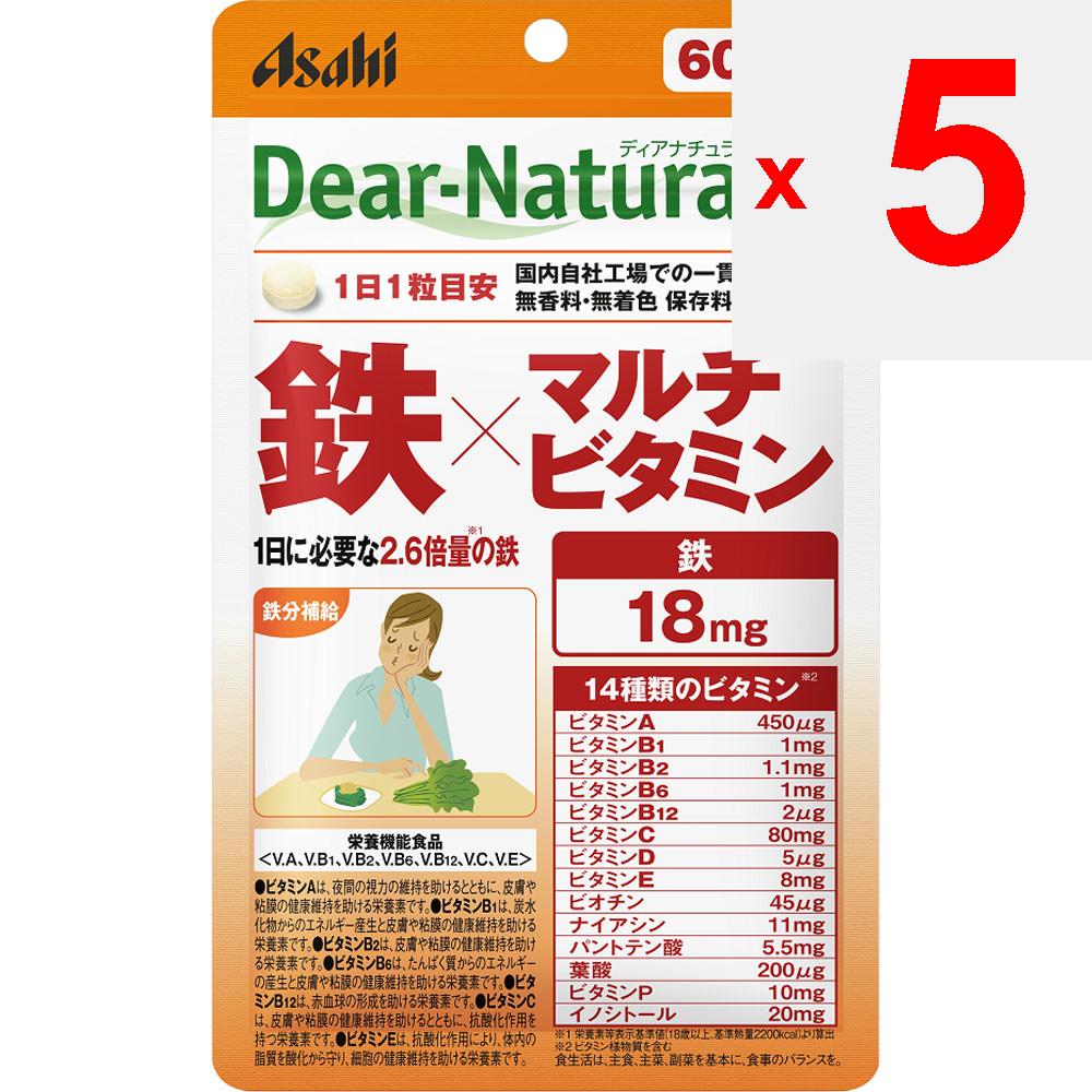 Asahi Dear-Natura Style Iron x Multivitamin 60 капсул Препараты железа Минералы Препараты железа