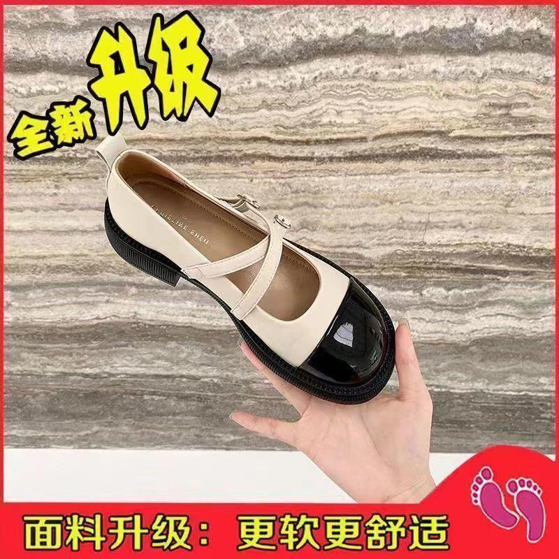 Ретро туфли Мэри Джейн из маленькой кожи женские летние новые с круглым носком и перекрестной пряжкой на толстой плоской подошве, маленькие ароматные туфли