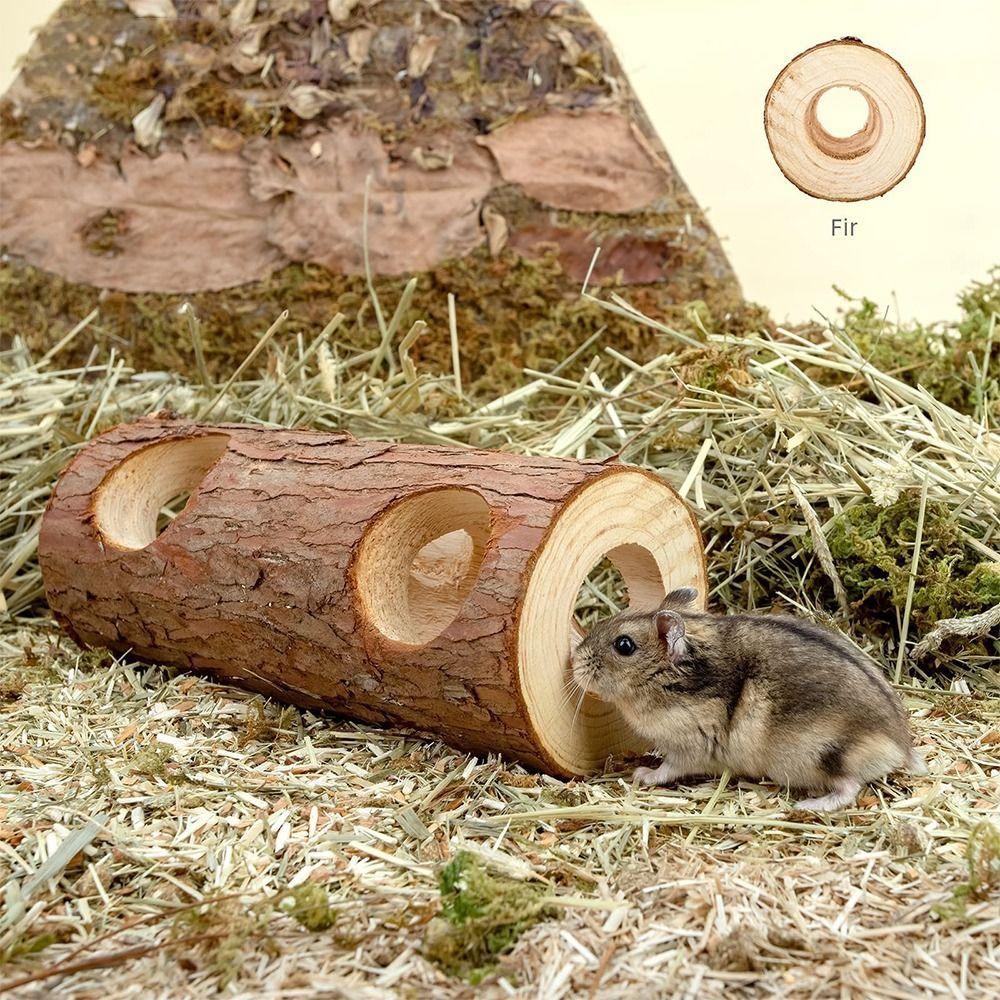 Hollow Tree Trunk Wooden Hamster Tunnel Hideout Animals Cage New Mouse Tube Toy Reptile Small