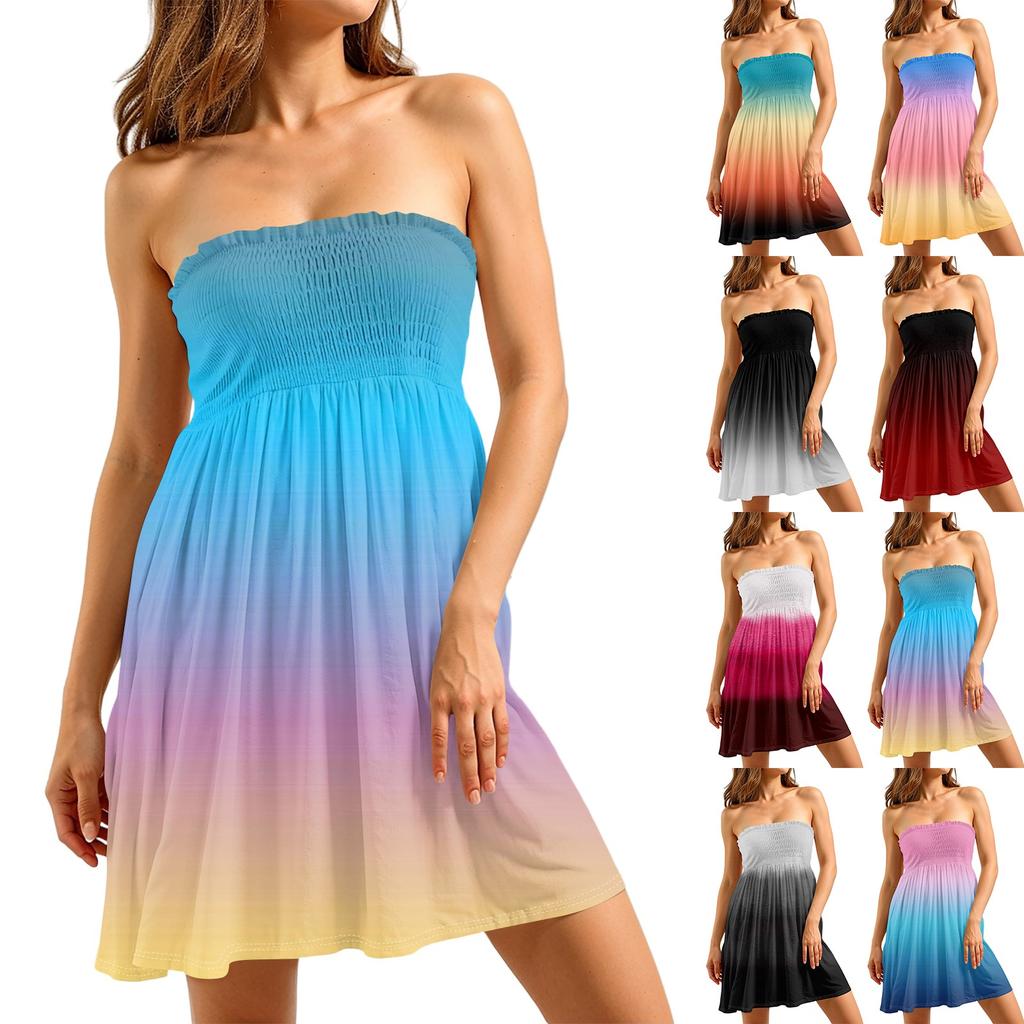 Tube Dress For Women,Cute Sexy Off Shoulder Print Sleeveless Dress