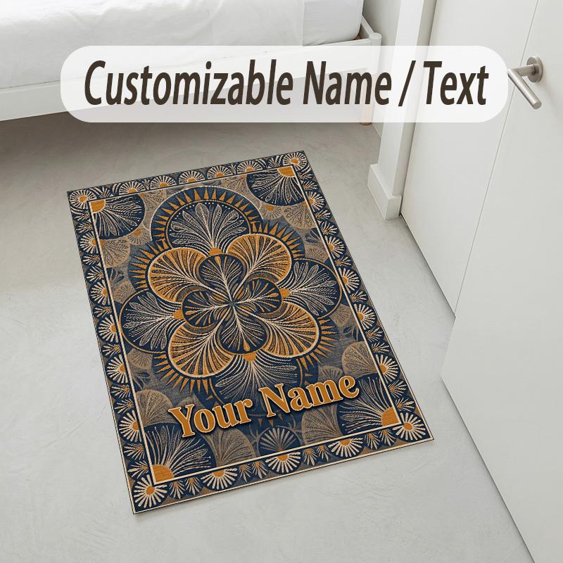 Decorative Artwork Theme Crystal Velvet Rug Personalized Custom Name Text Soft Floor Mat Home Decor