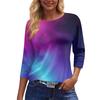 Женская Модная Повседневная Круглый Вырез 3/4 Рукава Свободная С Принтом Футболка Женский Топ