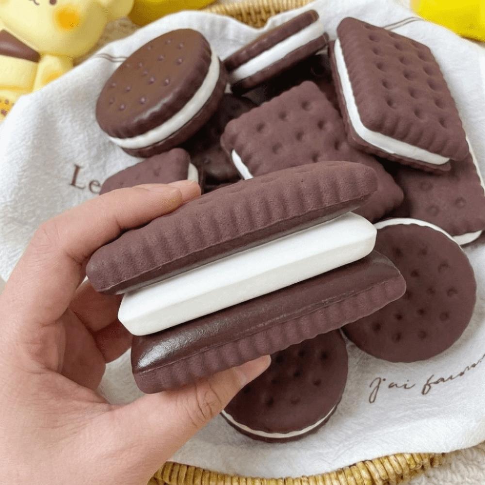 Soft Texture Simulation Cookie Squeeze Toy Slow Rebound Biscuit Soda Cracker Fidget Toy Hand Relax