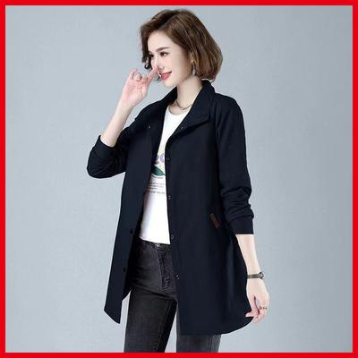 Женская длинная ветрозащитная куртка больших размеров, ветрозащитная куртка, повседневная куртка с легким воротником-стойкой