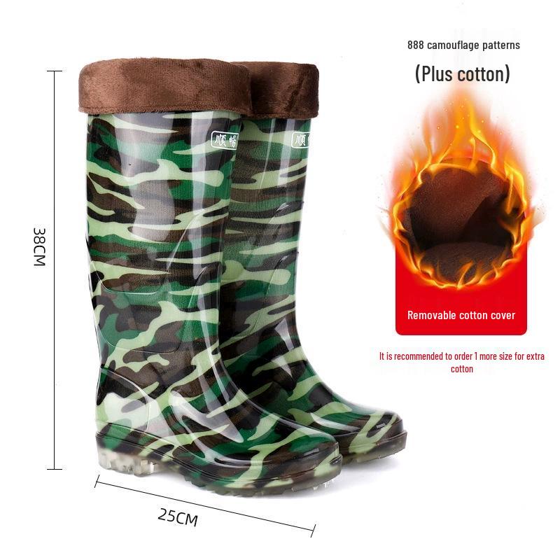 Men's Non-Slip Water-Resistant Work Boots: High-Top, Thick, Durable, Velvet-Lined for Construction and Kitchen Safety